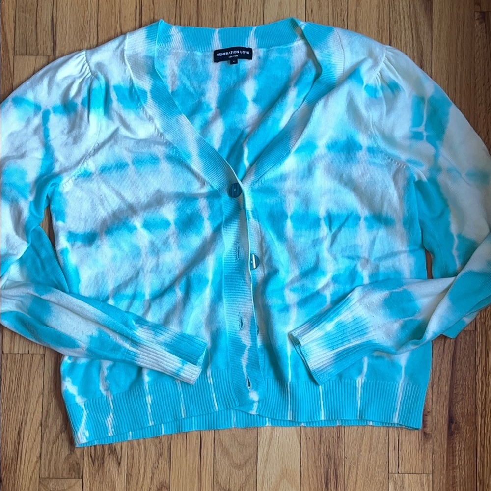 Generation Love Blue and White Knit Cardigan